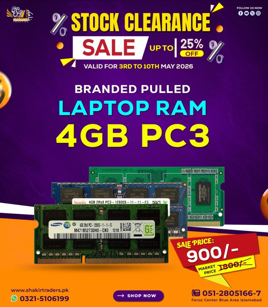 4GB PC3 Laptop Rams (Used)