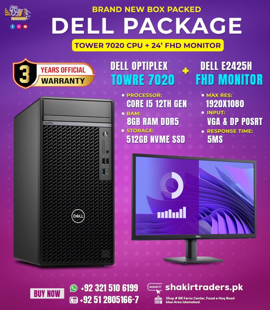 Dell Optiplex 7020 with Dell E2425H LED Package