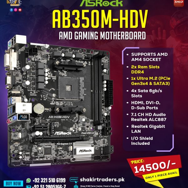 ASRock AB350M-HDV Motherboard (Used)