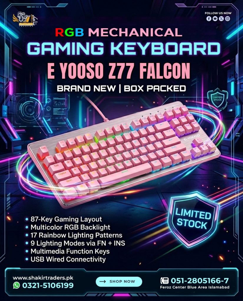 Eyooso Z77 Falcon Pink Gaming Mechanical Keyboard