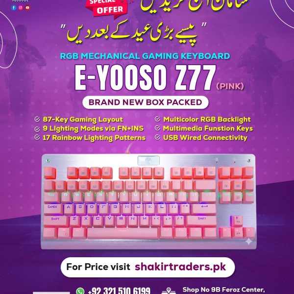 Eyooso Z77 Falcon Pink Gaming Mechanical Keyboard