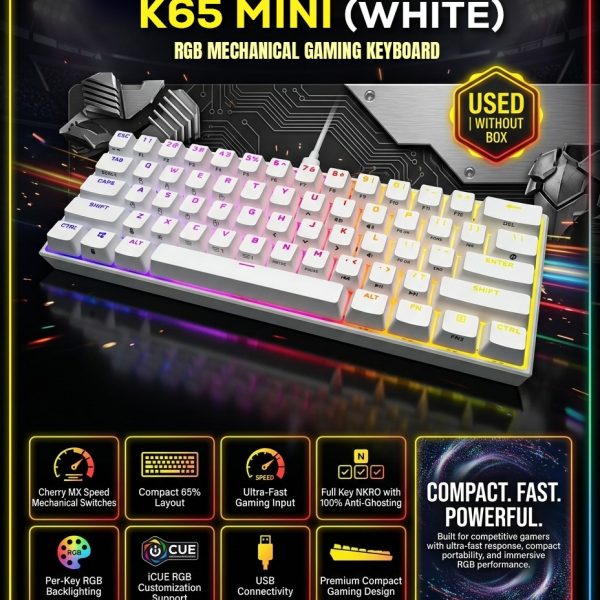 Corsair K65 Mini White Gaming Mechanical Keyboard