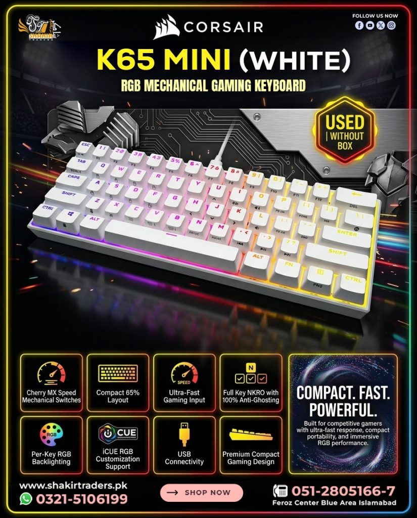 Corsair K65 Mini White Gaming Mechanical Keyboard
