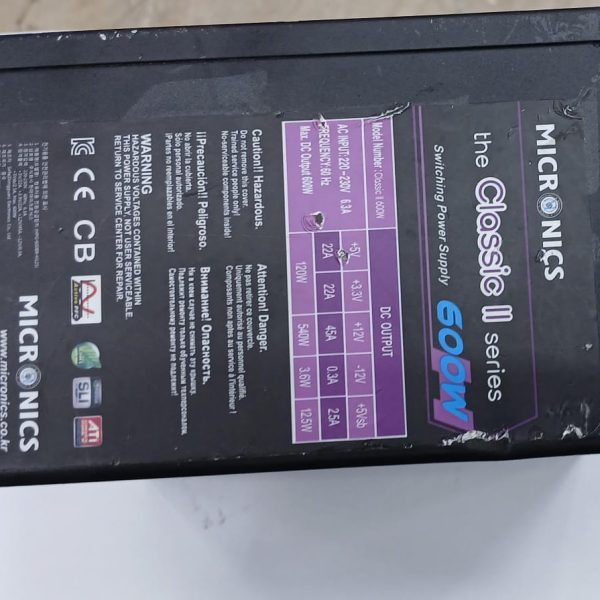 Micronics 600W Power Supply (Used)