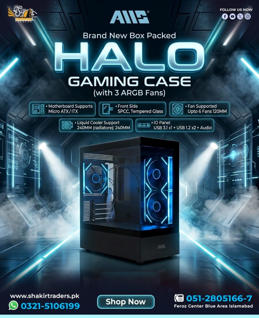 AMS Halo Gaming Case with 3 RGB Fans