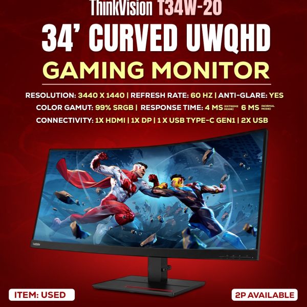 Lenovo Thinkvision T34W-20 Gaming Monitor