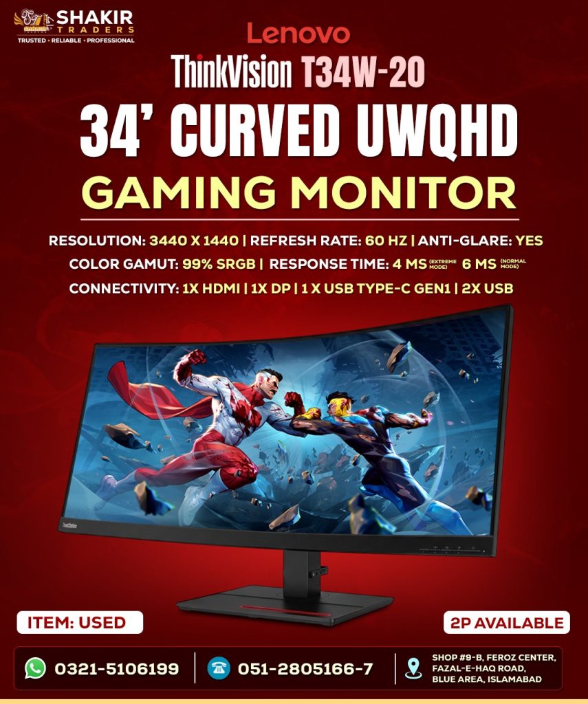 Lenovo Thinkvision T34W-20 Gaming Monitor